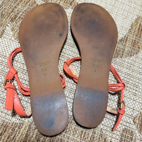 COACH Charleen t-strap sandal flip flop sz 9.5
Orange leather with gold accent - Picture 8 of 8